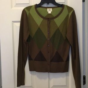 Kohls green plaid cardigan